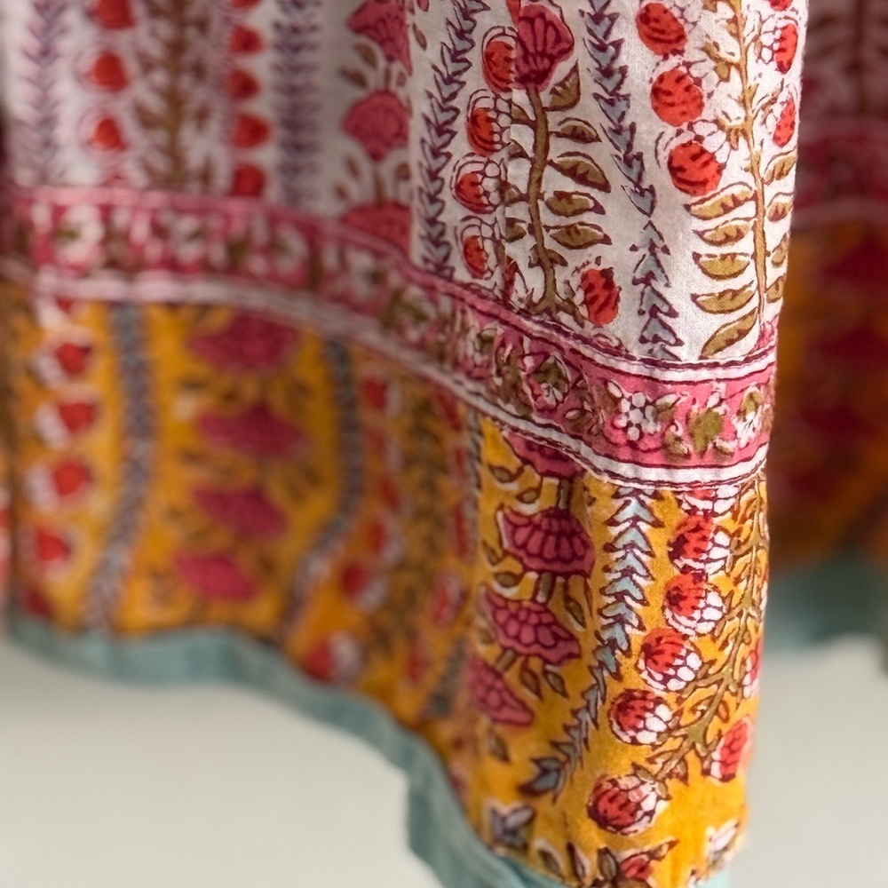 NWOT Anoukhi Hand-Blick Print 100% Cotton Boho Sleeveless Dress Size XS/S - Picture 6 of 7